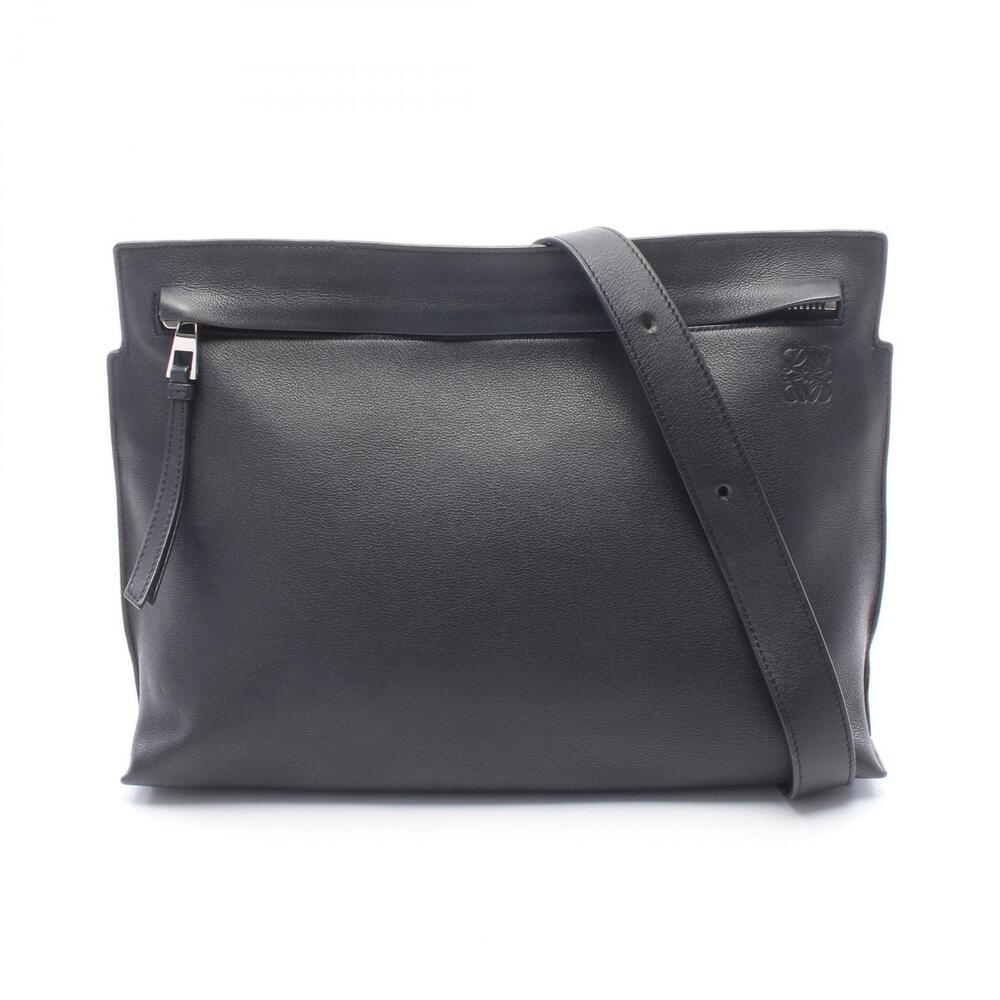 Loewe T Messenger Shoulder Bag Leather Black